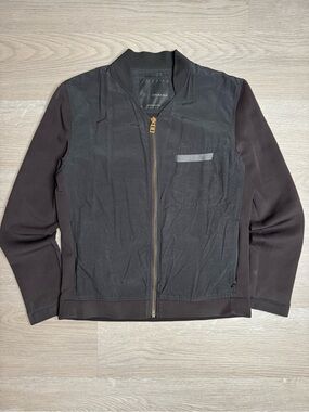 Zara Black Tag Bomber Jacket Mens Medium Black Zip Minimal Modern